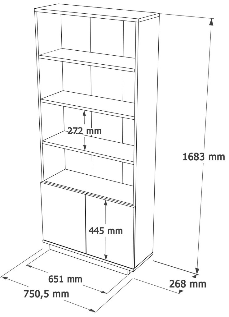 Estante FR16 – Pinho Atlântico – 75x168,3x26,8 cm