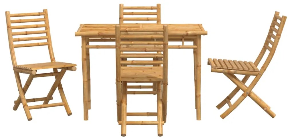 5 pcs conjunto de jantar para jardim bambu