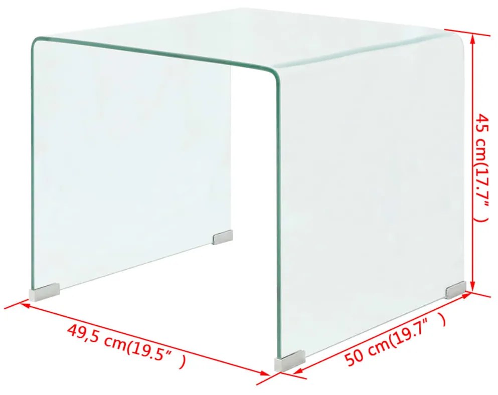 Mesa de centro em vidro temperado 49,5x50x45 cm transparente