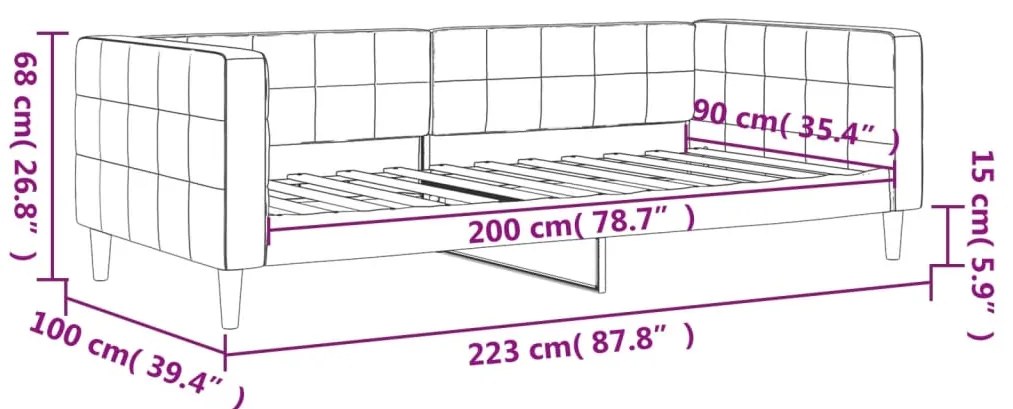 Sofá-cama 90x200 cm veludo cinzento-escuro