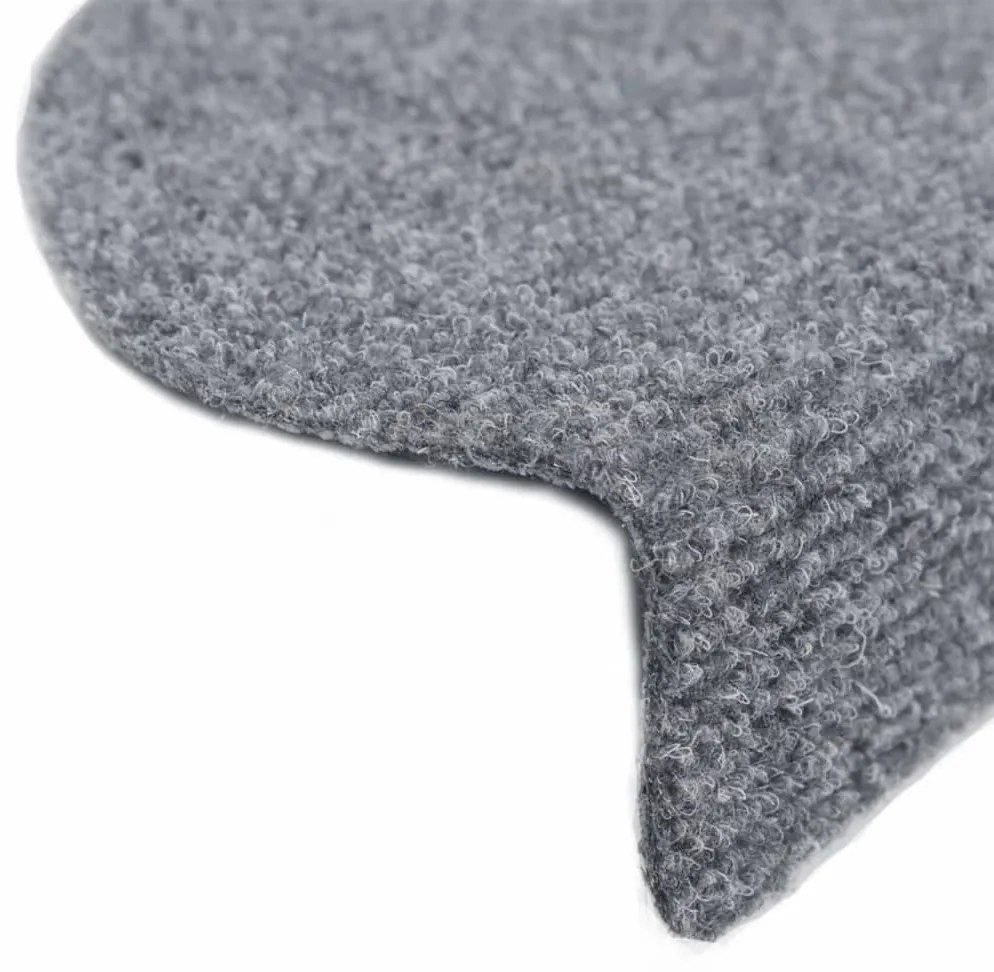 Tapetes de escada adesivos 15 pcs 56x17x3 cm cinzento claro