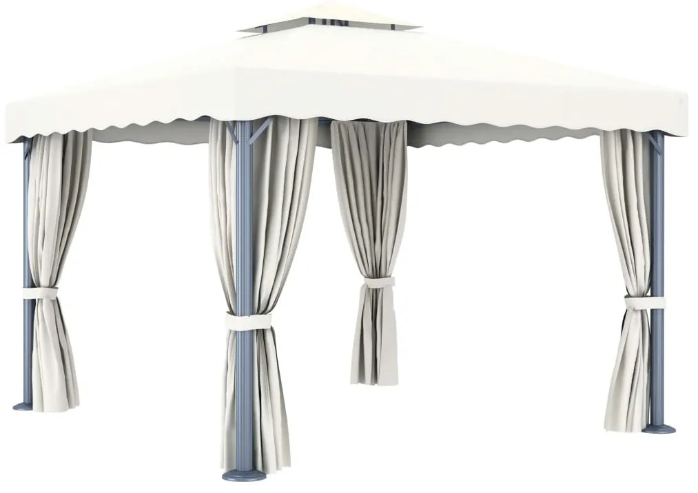 Gazebo com cortina 3x3 m alumínio branco nata