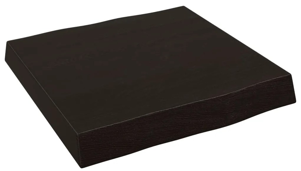 Tampo de mesa com bordas vivas maciço tratado castanho-escuro