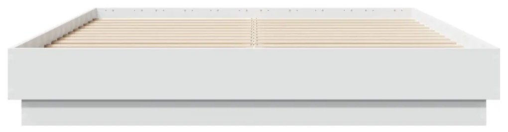 Estrutura de cama com luzes LED 140x200 cm branco