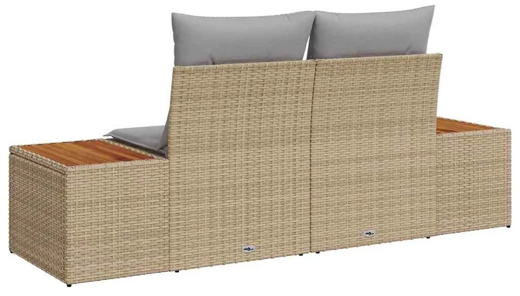 Sofá de Jardim 2 Lugares com Almofadas Bege em Rattan