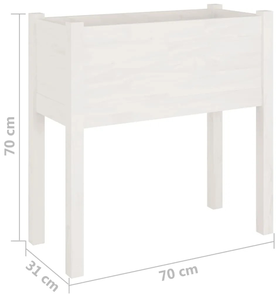 Vasos/floreiras de jardim 2 pcs 70x31x70 cm pinho maciço branco