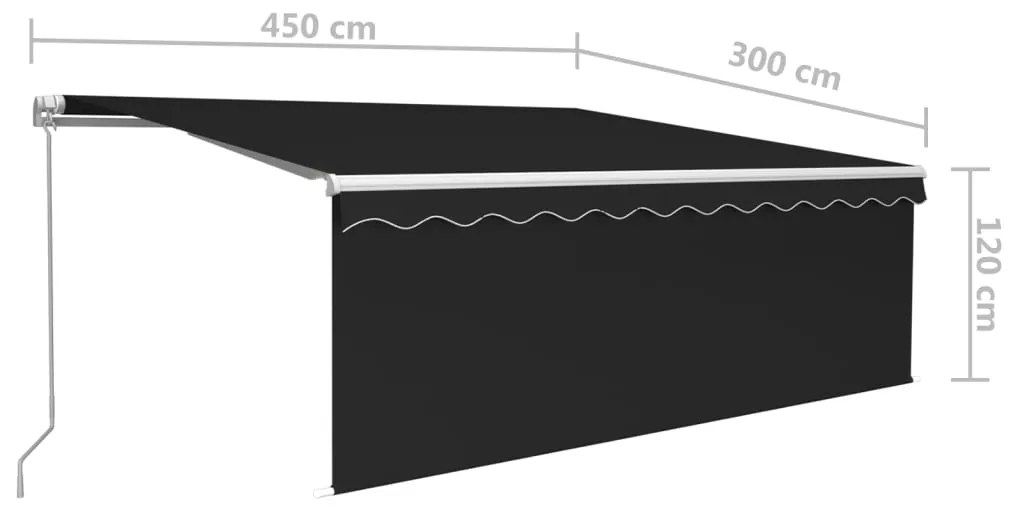 Toldo retrátil manual com estore 4,5x3 m antracite