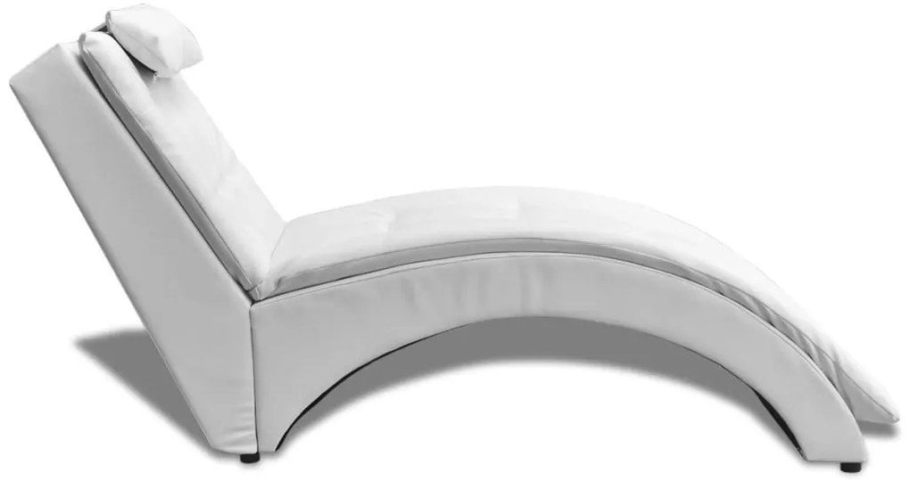 Chaise longue com almofada couro artificial branco