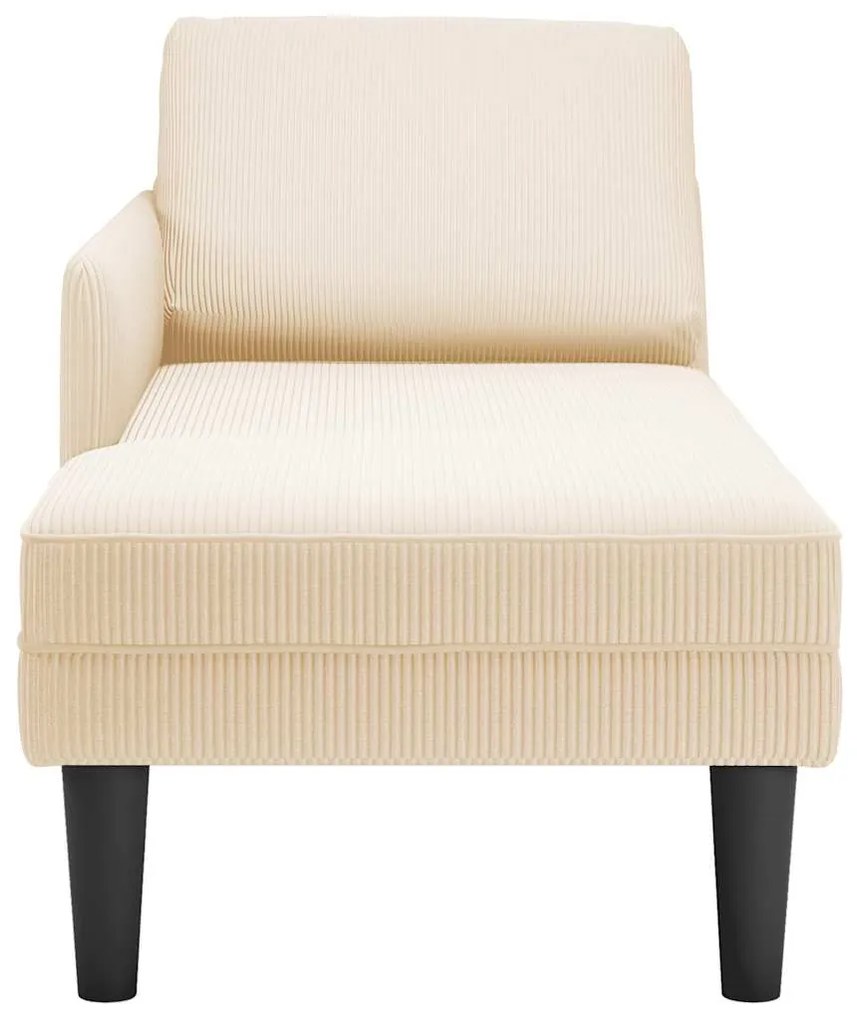 Chaise lounge com almofada tecido corduroy creme