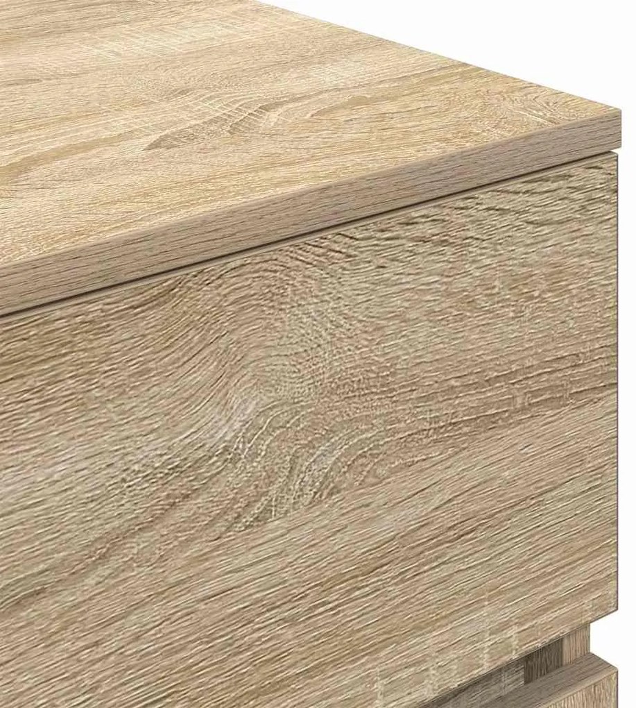 Mesa de cabeceira com 3 gavetas 39x35x65 cm carvalho sonoma