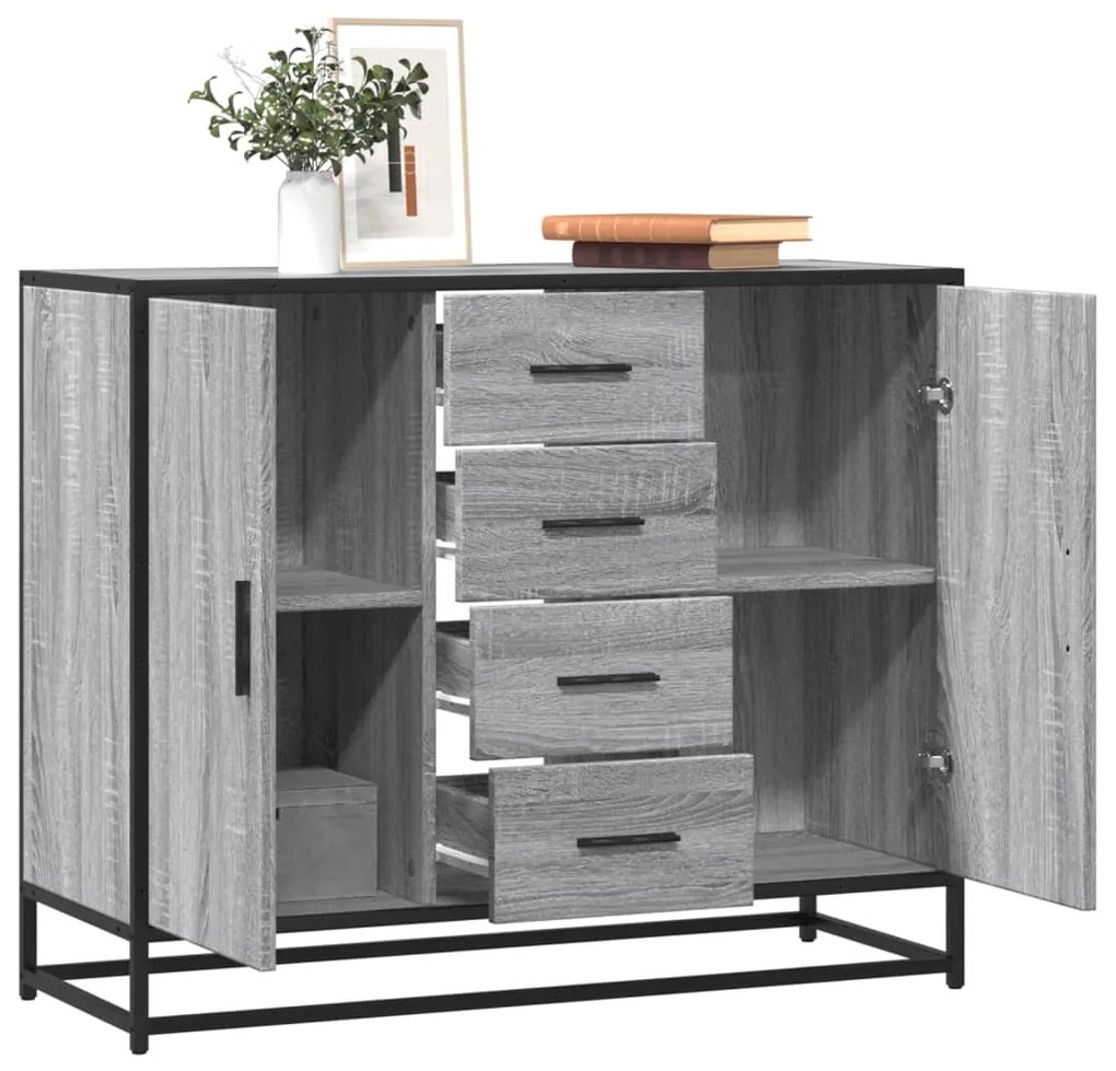 Aparador 92x35x76 cm derivados de madeira cinzento sonoma