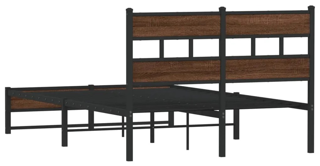 Estrutura de cama sem colchão 120x190cm metal carvalho castanho