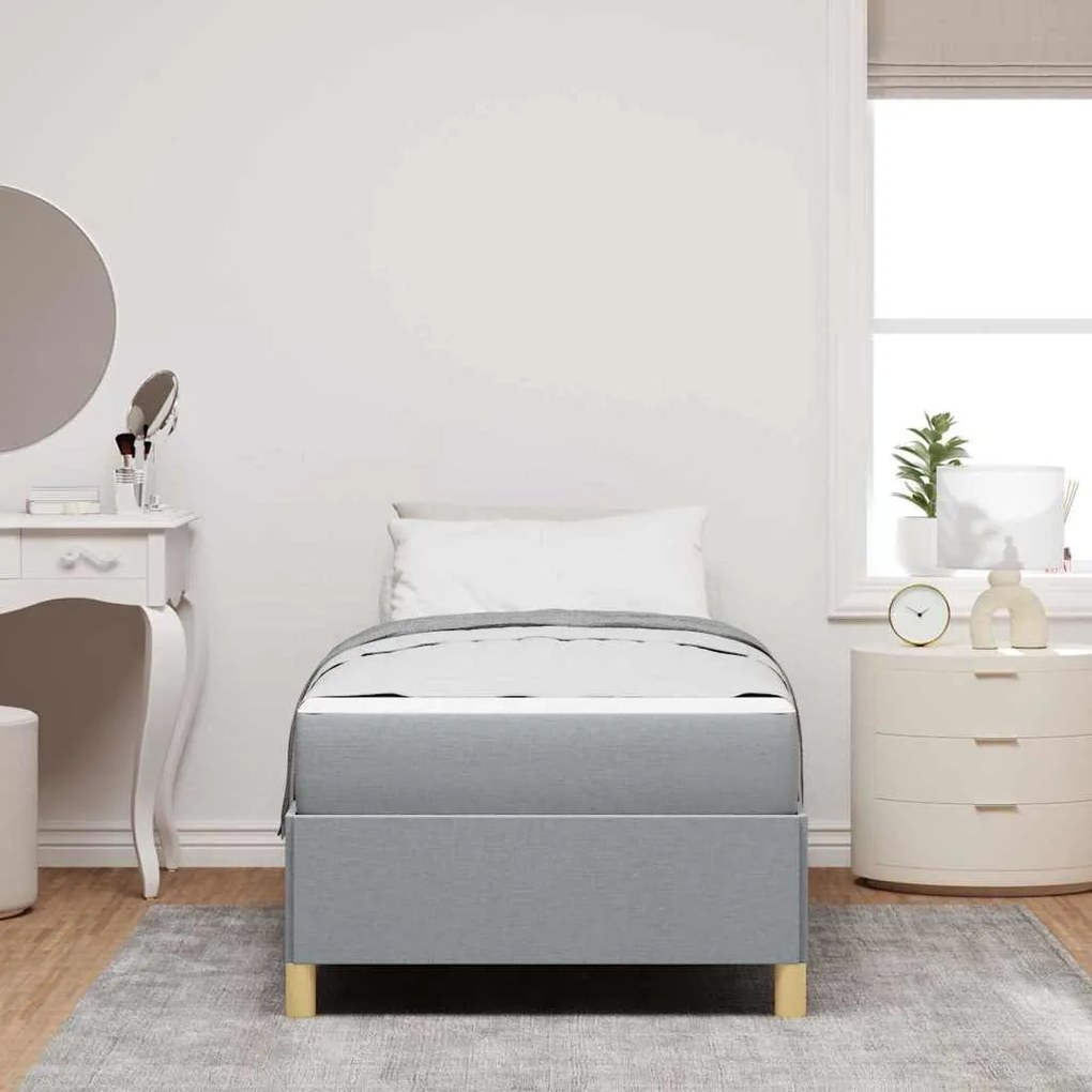 Cama Box Cinza Claro e Branco e Cinza Claro 90 x 190 cm tecido