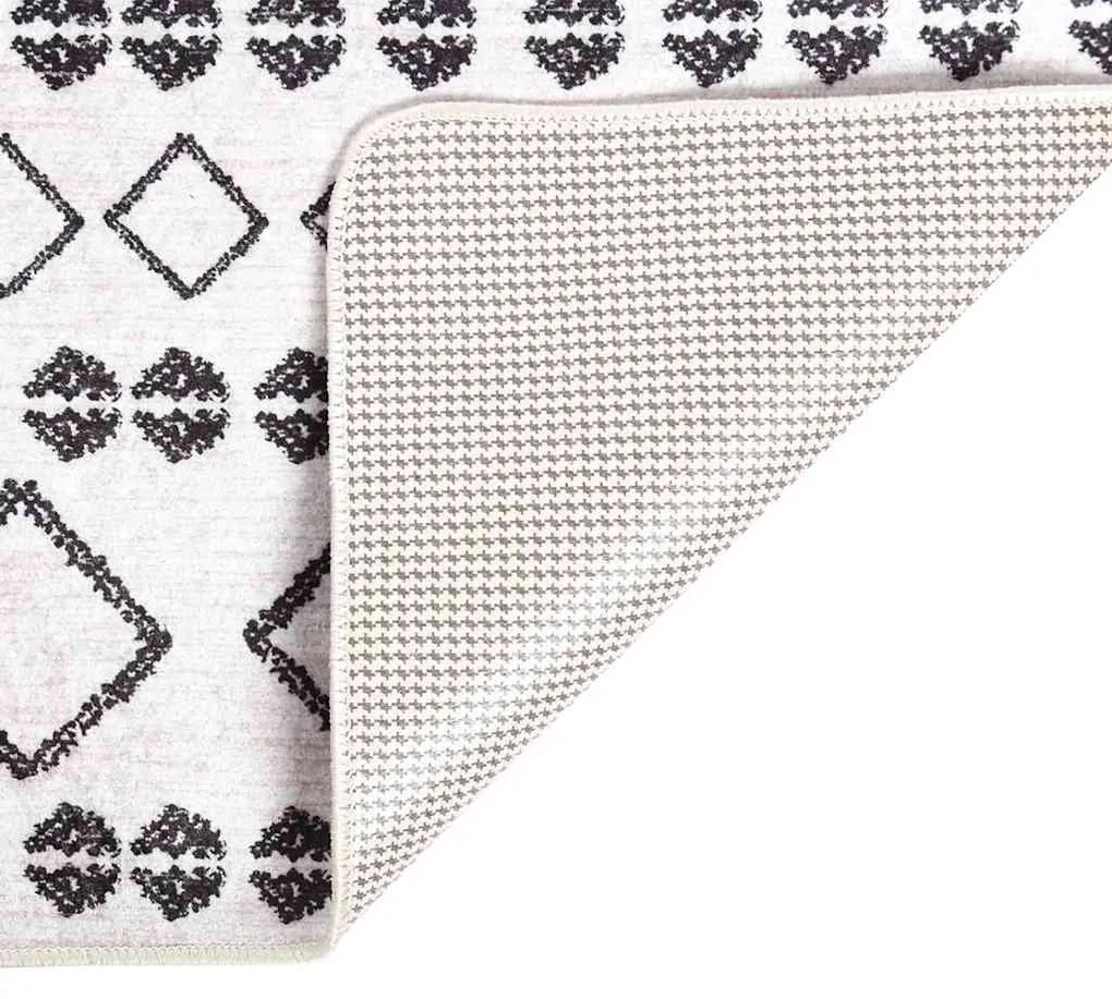 Tapete lavável antiderrapante 190x300 cm preto e branco