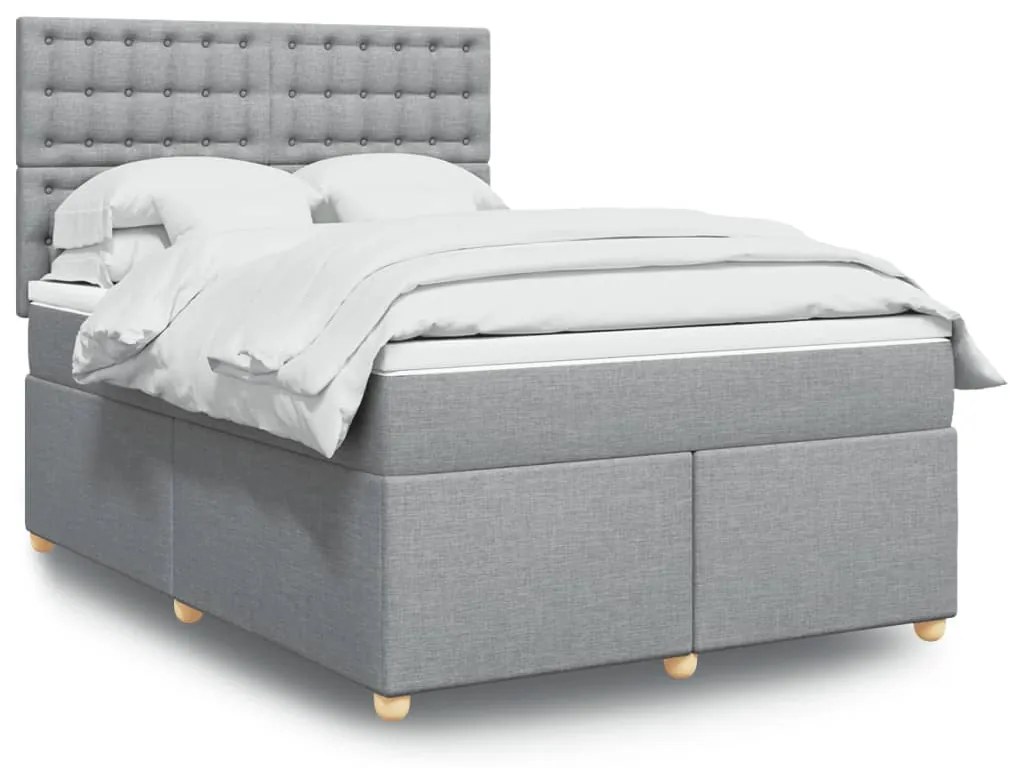 vidaXL Cama com molas/colchão 140x190 cm tecido cinzento-claro