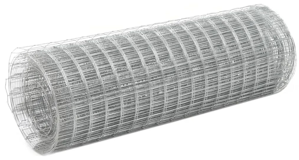 vidaXL Cerca de arame p/ galinheiro 25x0,5 m aço galvanizado prateado