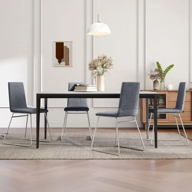 Conjunto de 2 cadeiras estofadas para sala de estar com almofada de esponja de alta densidade - cinza