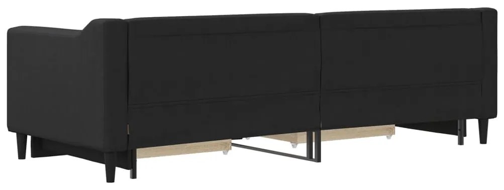 Sofá-cama com gavetão e gavetas 80x200 cm tecido preto
