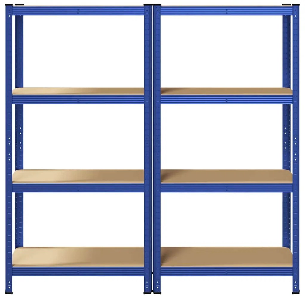 Prateleiras de armazenamento de 4 camadas 2 pcs aço azul