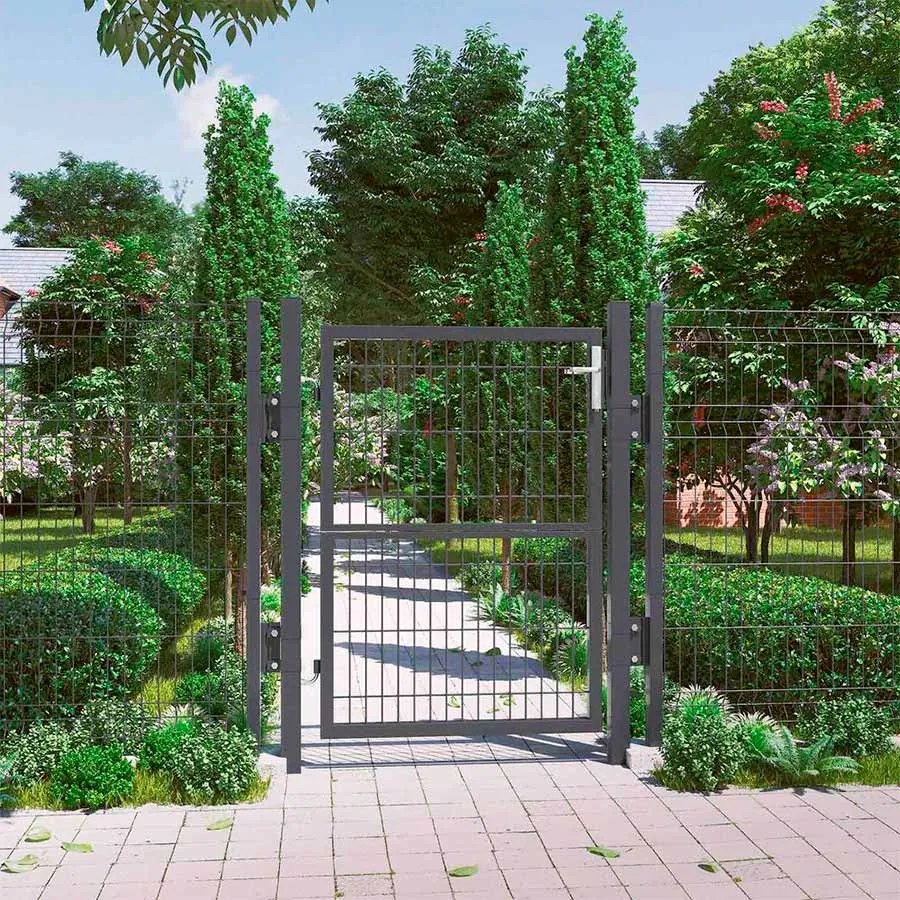 Portão de jardim em aço galvanizado 106 x 6 x 170 cm cinzento