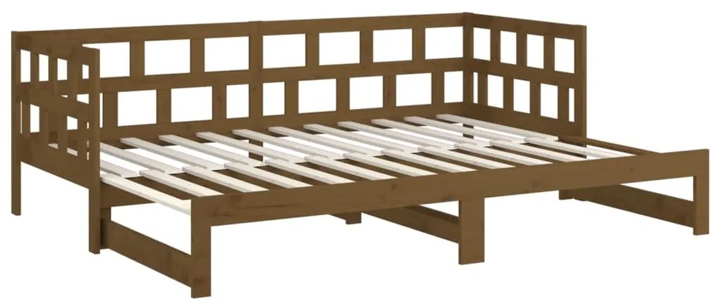 Estrutura sofá-cama de puxar 2x(90x200) cm pinho castanho-mel