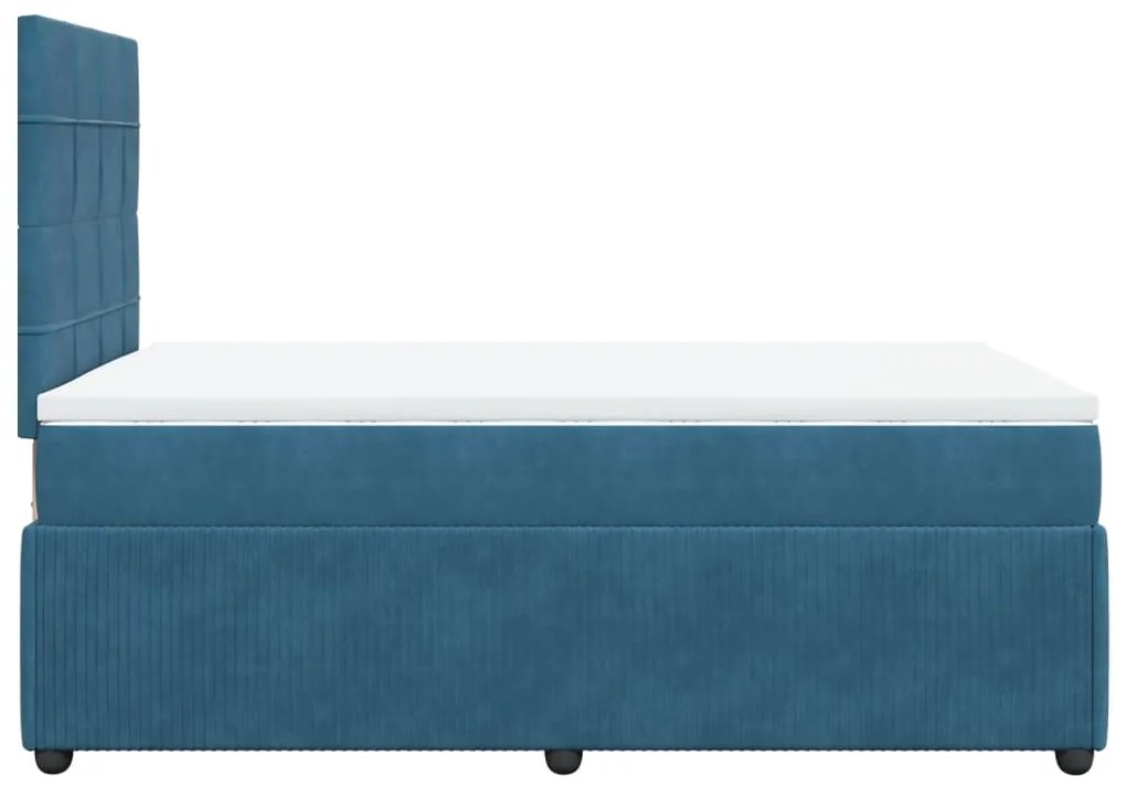 Cama boxspring com colchão 120x190 cm veludo azul-escuro