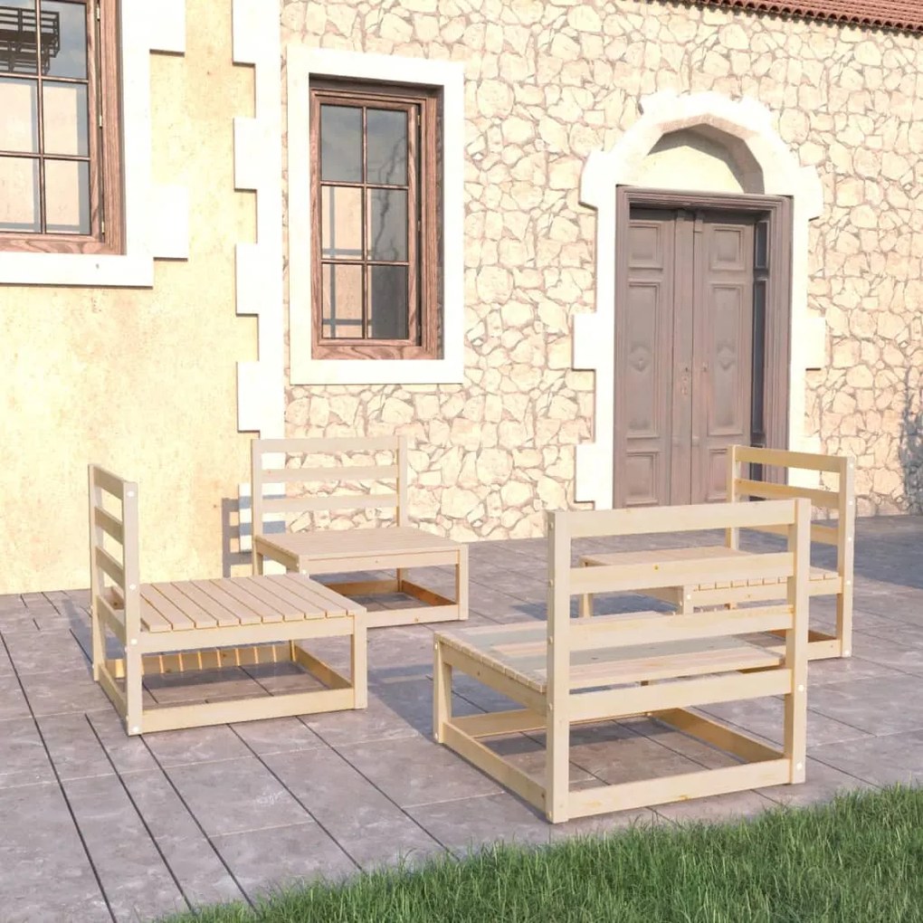 vidaXL 4 pcs conjunto lounge de jardim pinho maciço