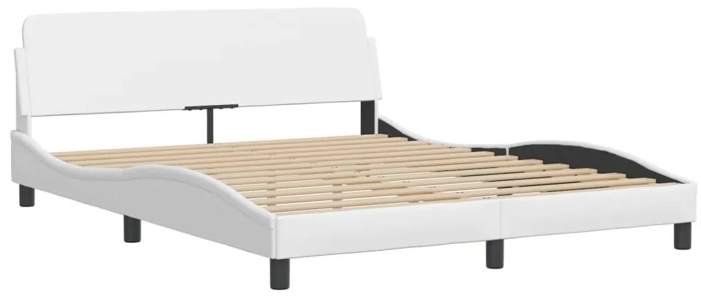 Estrutura cama c/ cabeceira 160x200 cm couro artificial branco