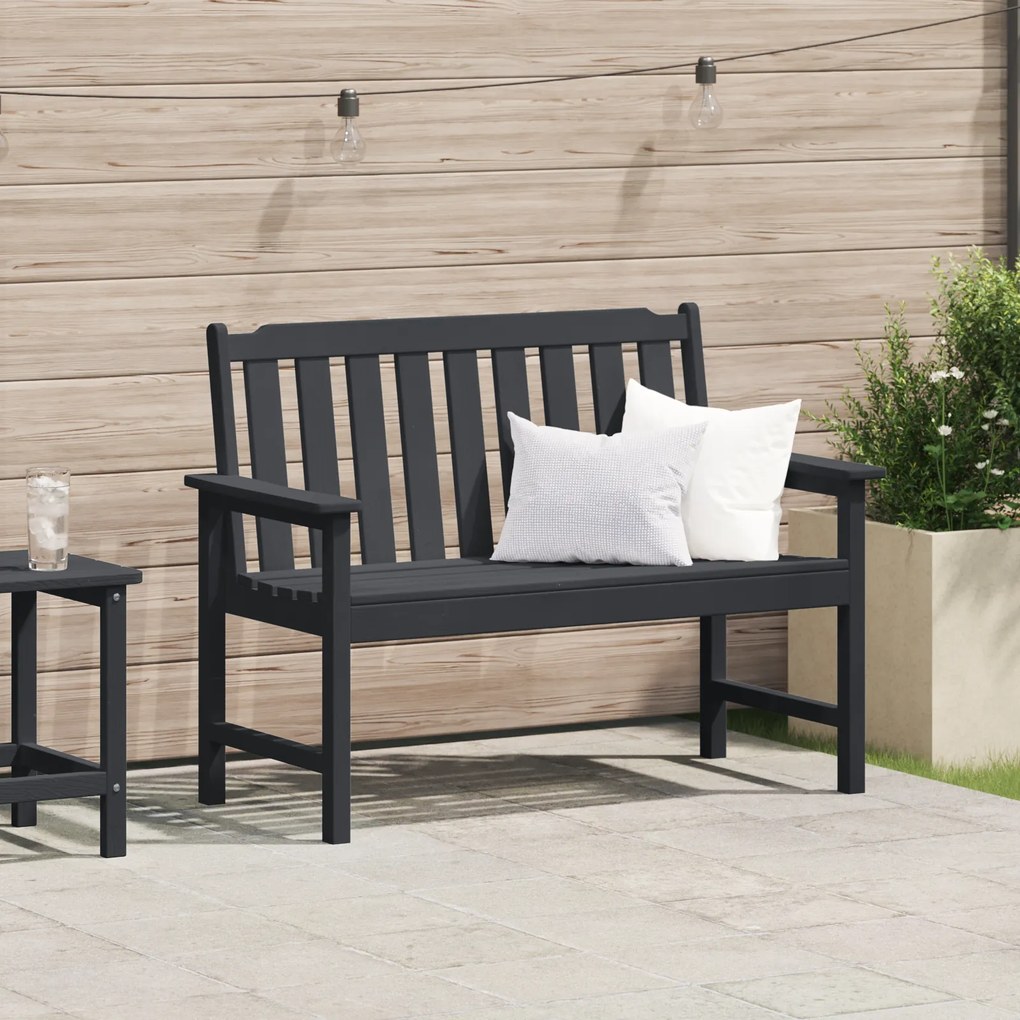 vidaXL Banco de Jardim Preto 120 cm HDPE