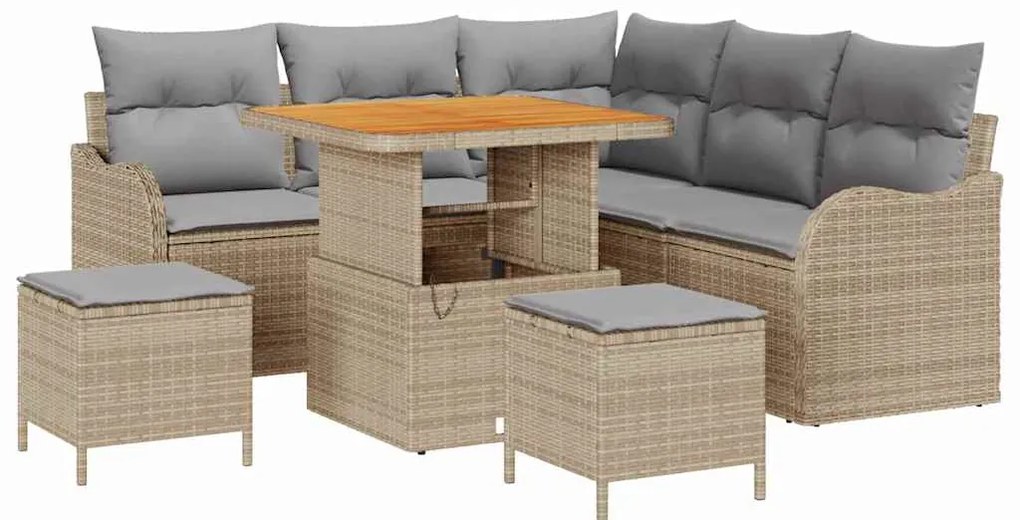 Conjunto de Sofá de Jardim de 8 Peças com Almofadas em Rattan Poliéste
