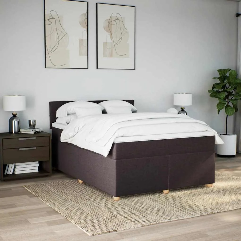 Cama com molas/colchão 140x190 cm tecido castanho-escuro