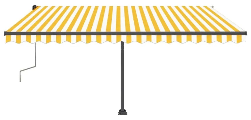 Toldo retrátil manual com LED 450x300 cm amarelo e branco