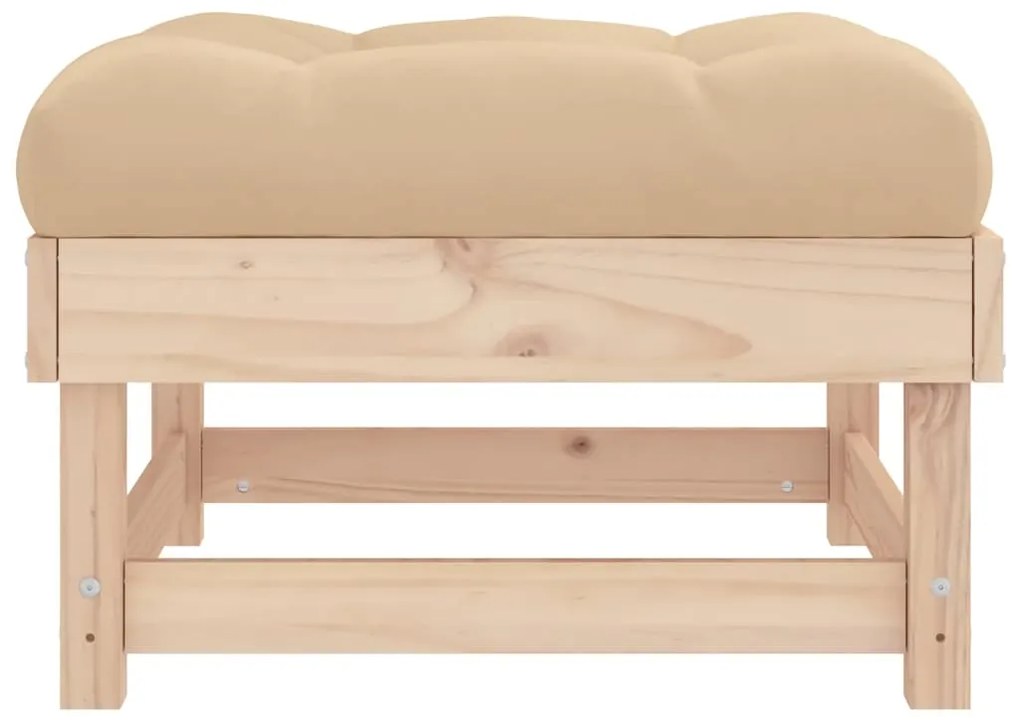 Apoios de pés p/ jardim c/ almofadões 2 pcs pinho maciço