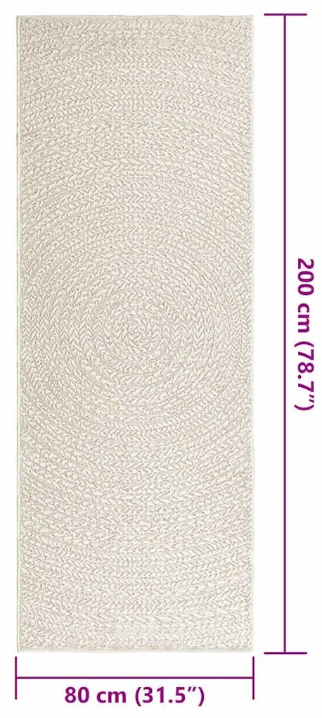 Tapete ZIZUR creme 80x200cm aspeto de juta interior e exterior
