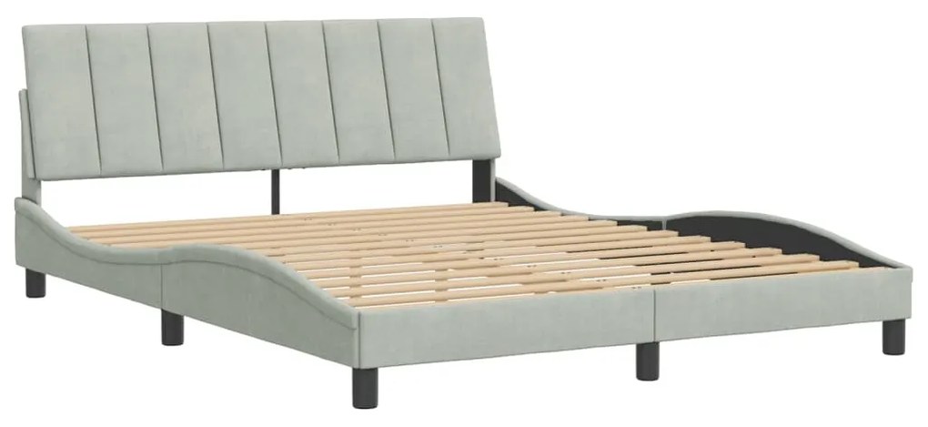 Estrutura de cama sem colchão 160x200 cm veludo cinzento-claro