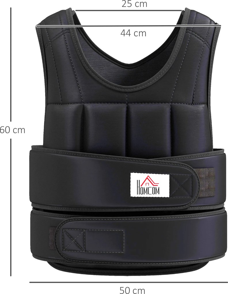 Colete com pesos ajustável, colete com pesos até 10 kg, pesos removíveis, treino, musculação, exercício, boxe, Oxford, 50x60 cm, preto
