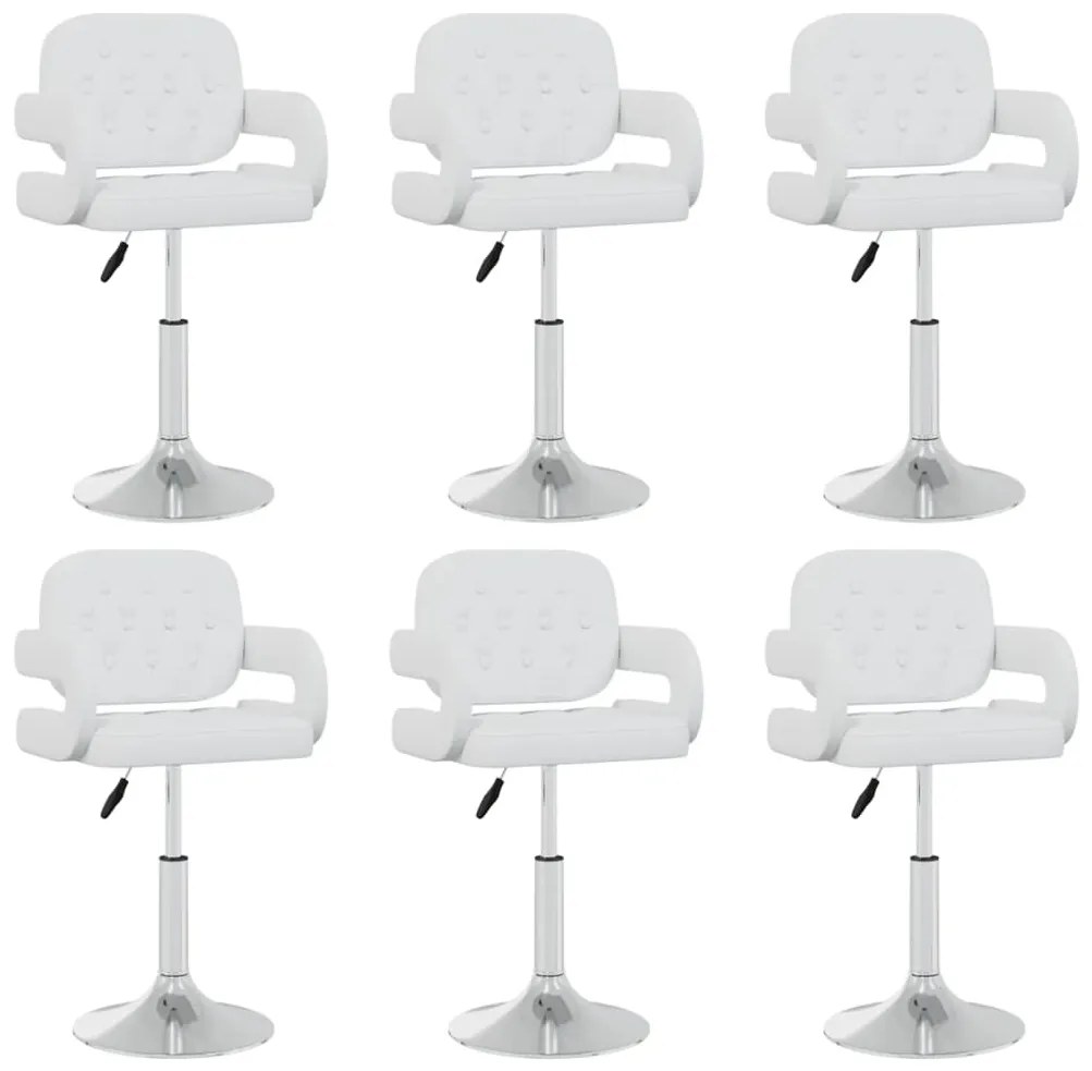 vidaXL Cadeiras de jantar giratórias 6 pcs couro artificial branco