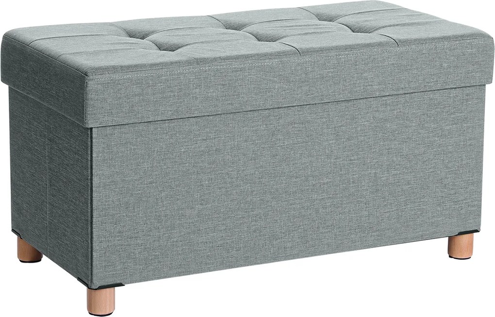 Banco com espaço de arrumação 38,1 x 76,1 x 40,1 cm cinza claro