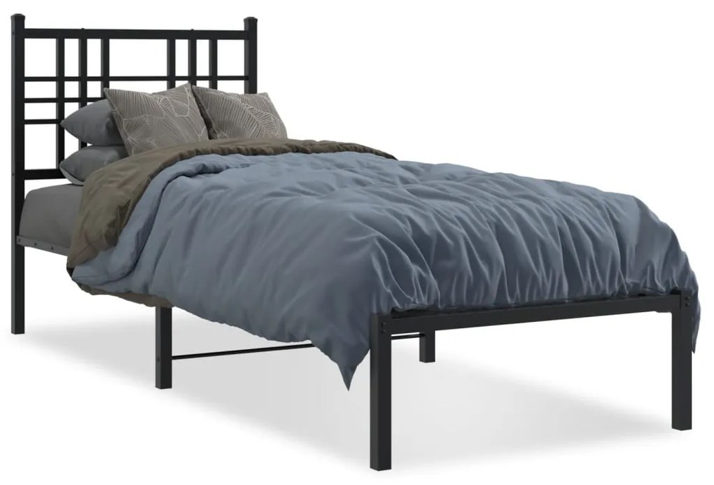 Estrutura de cama com cabeceira 80x200 cm metal preto