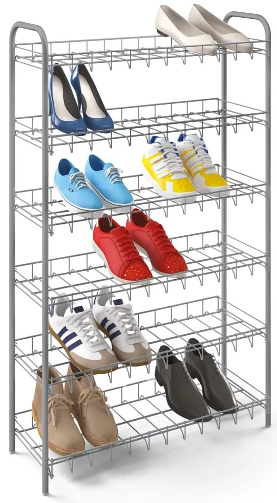 Sapateira com 6 prateleiras Shoe 6 cinzento-prateado