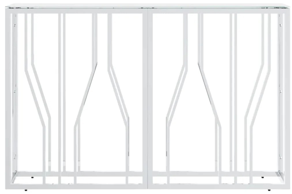 Mesa consola 110x30x70 cm aço inoxidável e vidro prateado