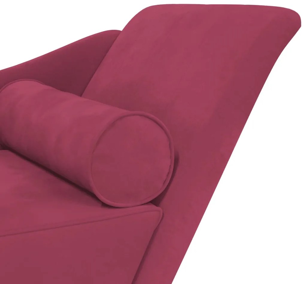 Chaise longue com almofadões veludo vermelho tinto