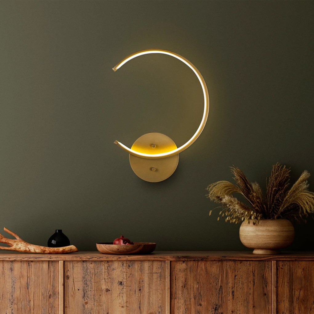 Candeeiro de Parede Moon - Dourado - 33 cm largura, 46 cm altura, 6 cm