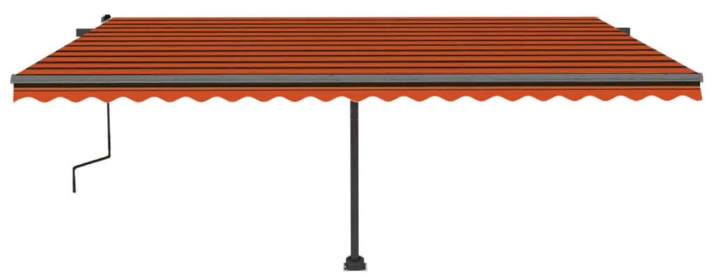 Toldo retrátil manual c/ luzes LED 500x300cm laranja e castanho