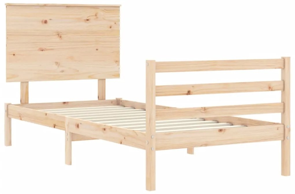Estrutura de cama com cabeceira 100x200 cm madeira maciça