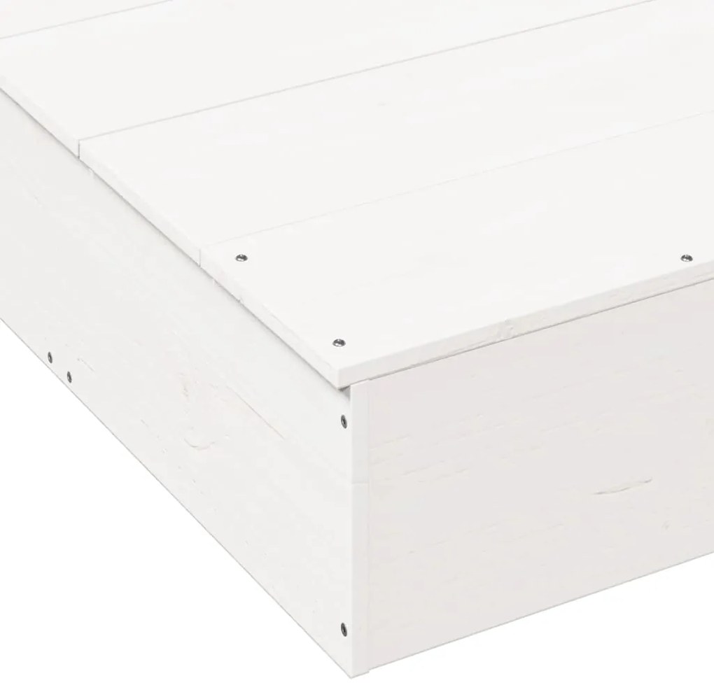 Caixa de areia com cobertura 111x111x19,5cm pinho maciço branco