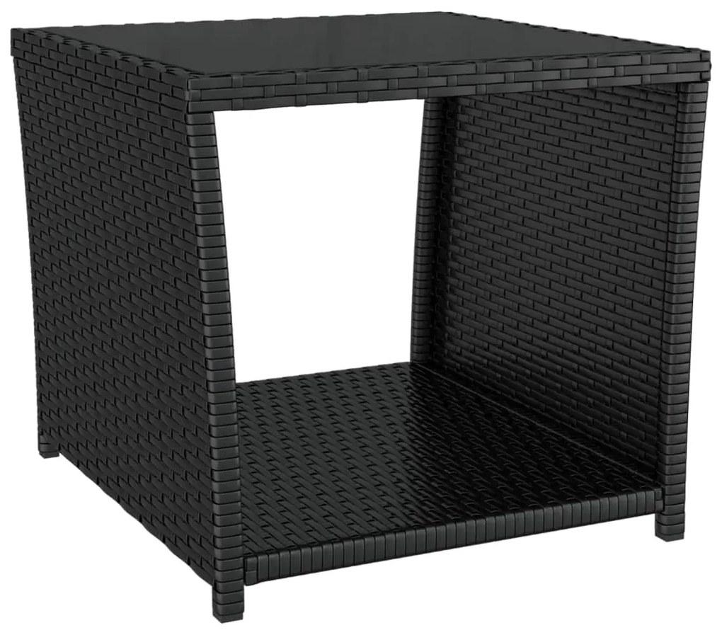 2 pcs conjunto lounge para jardim vime PE e aço preto