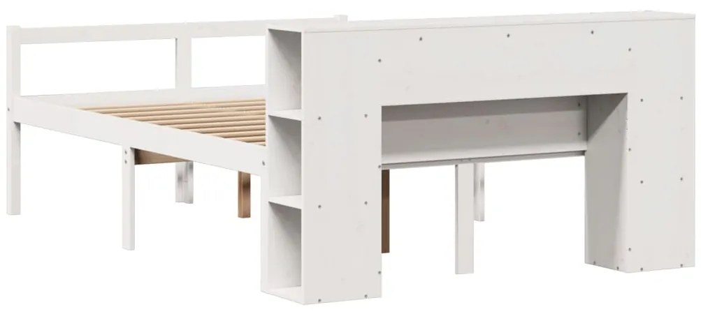 Cama com estante sem colchão 150x200 cm pinho maciço branco