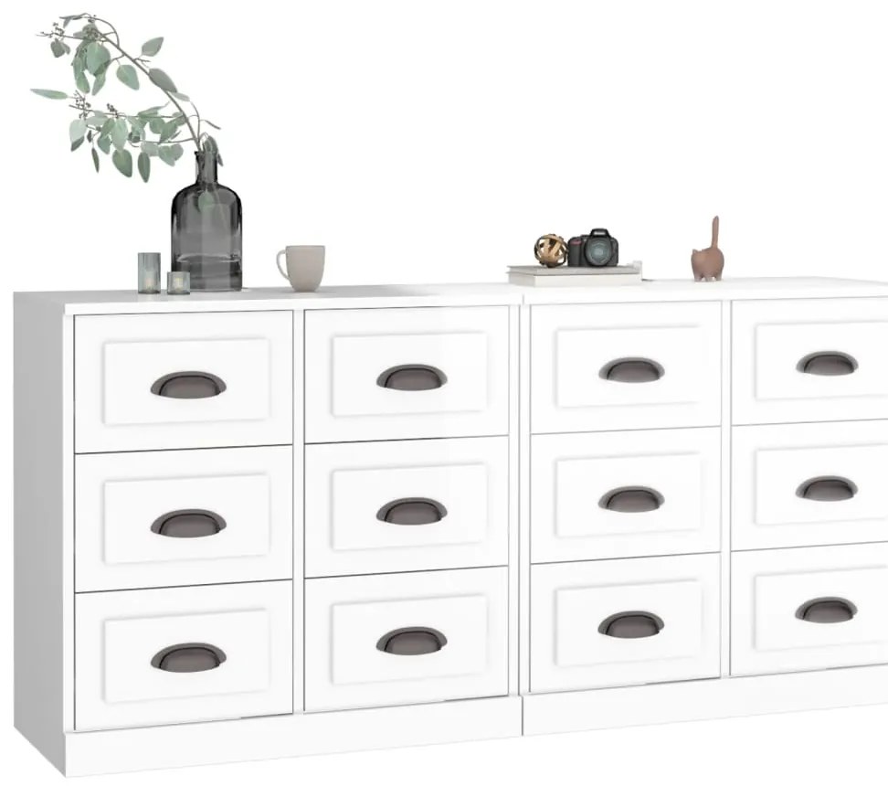 Aparadores 2 pcs derivados de madeira branco brilhante