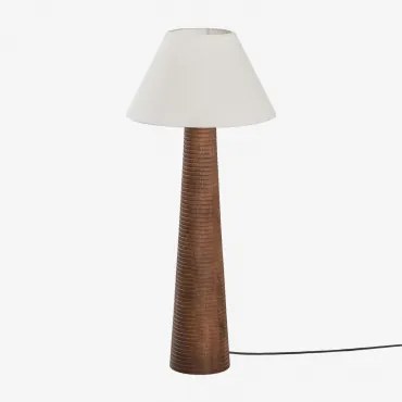 Candeeiro De Pé Em Madeira De Manga Malva Branco Ø40 Cm - ↑20 Cm Menorca - Sklum